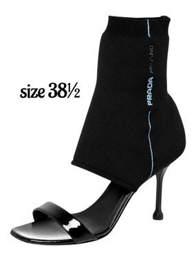 Prada Sock Stiletto Patent Leather Sandal